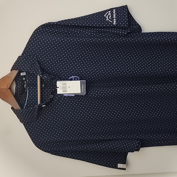 NWT RLX Ralph Lauren Medium Navy Microdot Polo w Sleeve of Titlest Great Gift! - Picture 1 of 7